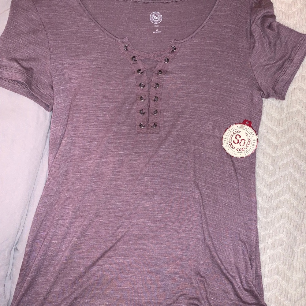 Cross Tie Neck Short Sleeve